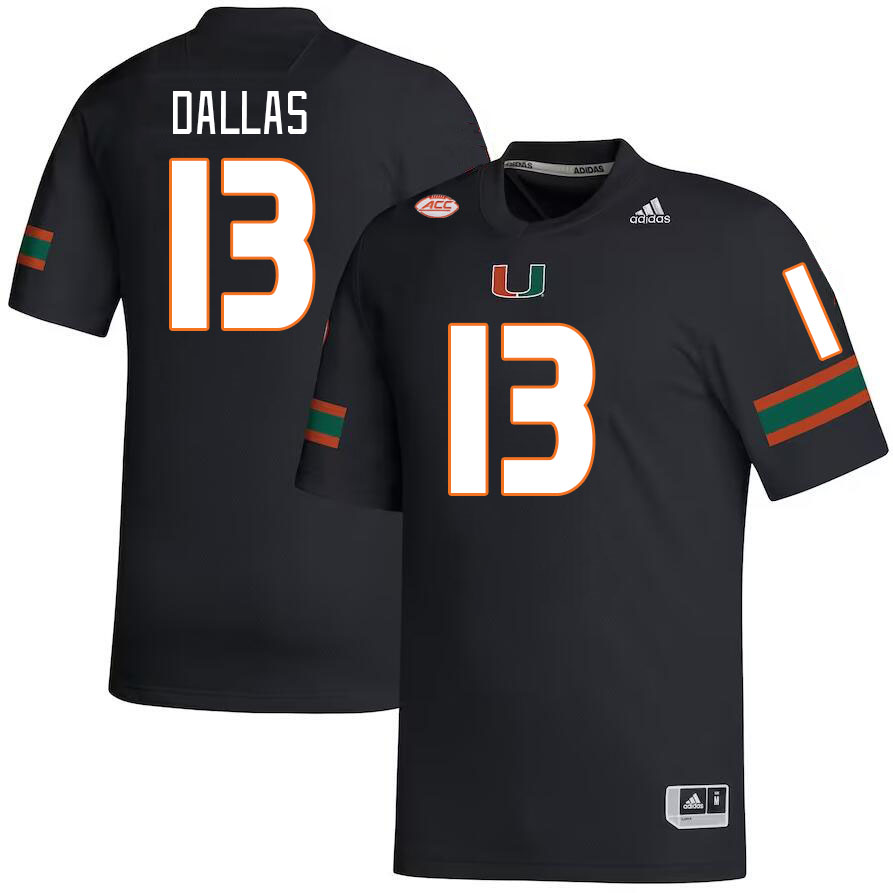 #13 DeeJay Dallas Miami Hurricanes Jerseys Football Stitched-Black